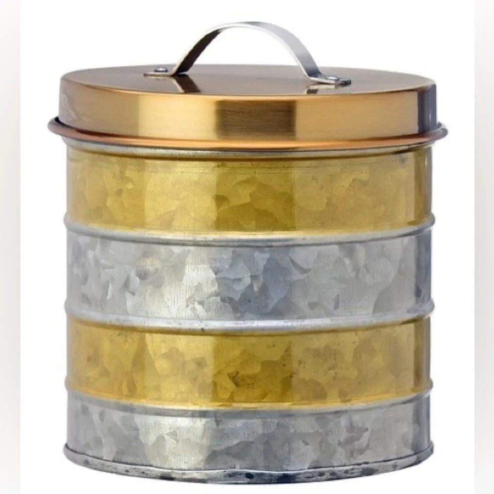 Amici Home Canister Gold 52-Oz Amelia Galvanized Metal Rustic Farmhouse Storage